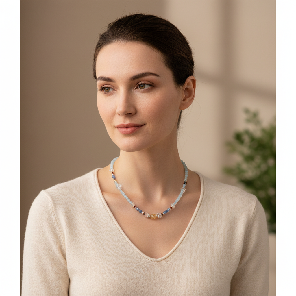 Luminance Natural Aquamarine Necklace