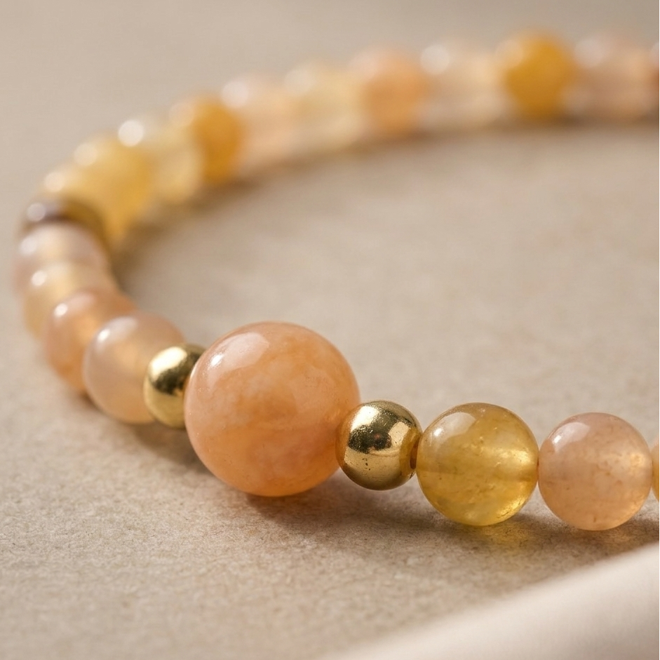 Golden Glow Carnelian and  Quartzite Jade Bracelet & Ring Set