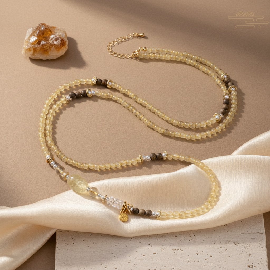 Serenity Golden Rutilated Quartz Necklace
