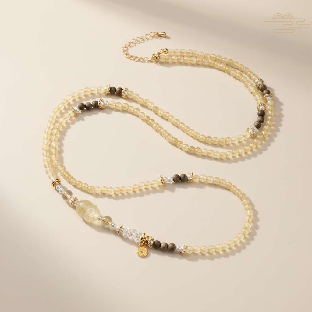 Serenity Golden Rutilated Quartz Necklace