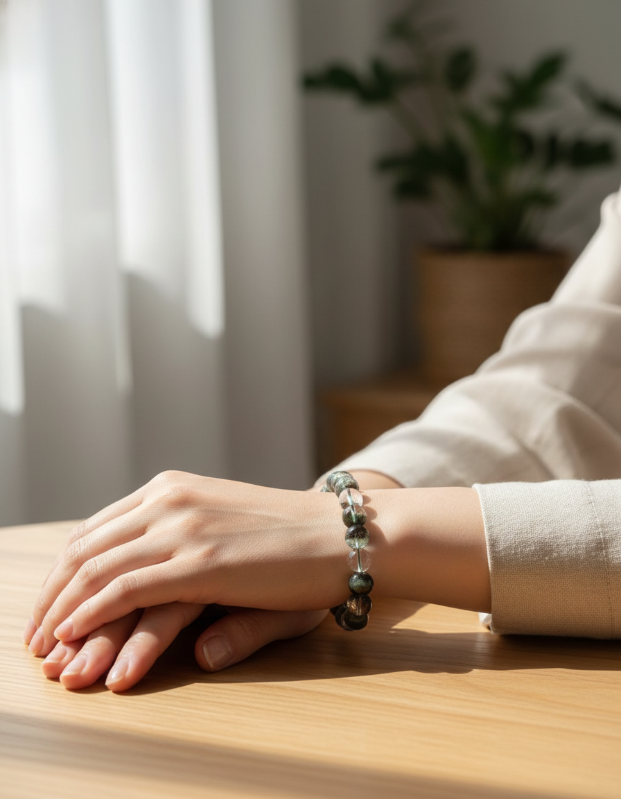 Bloom Abundance Natural Green Phantom Quartz Bracelet
