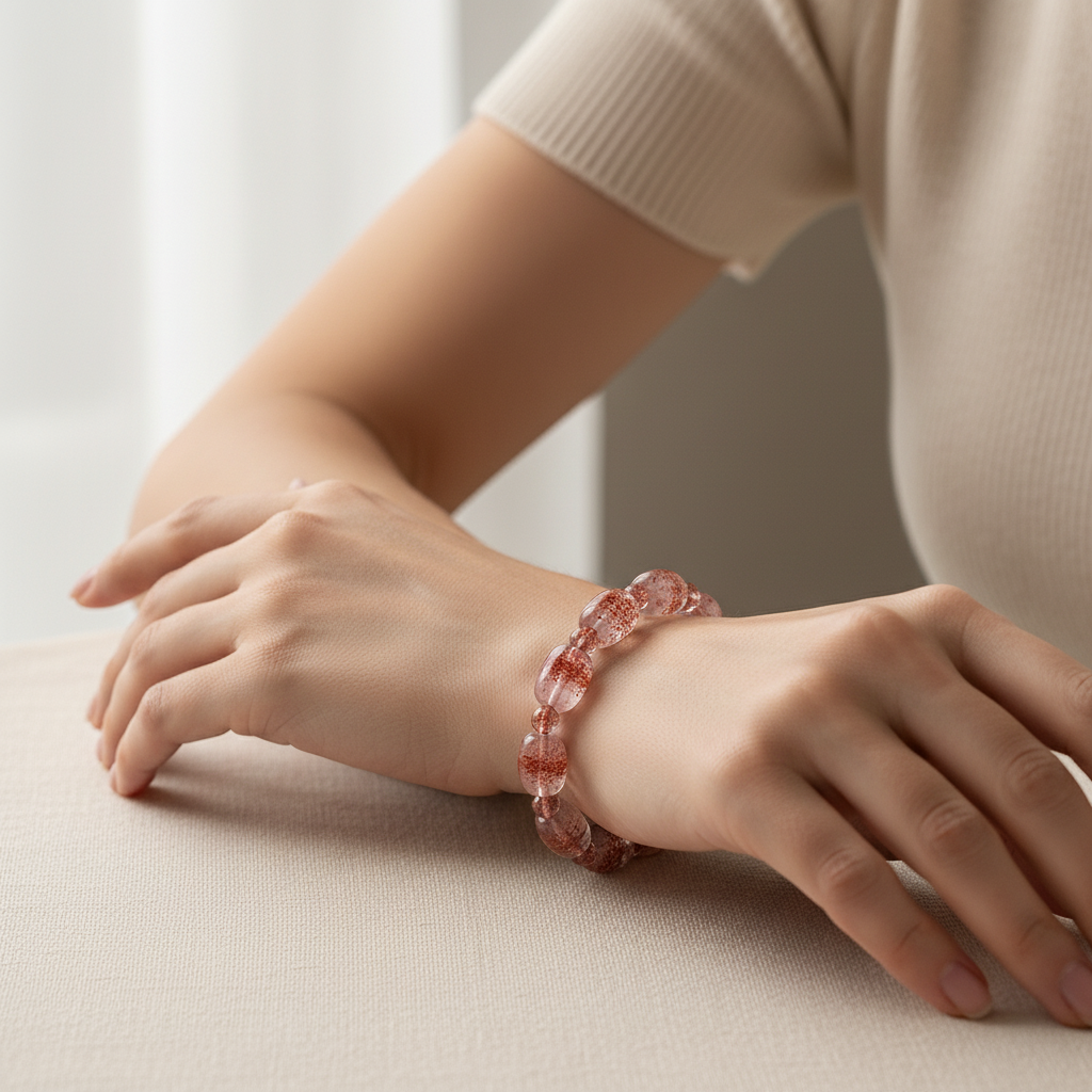 Rosé Whisper Strawberry Quartz Bracelet