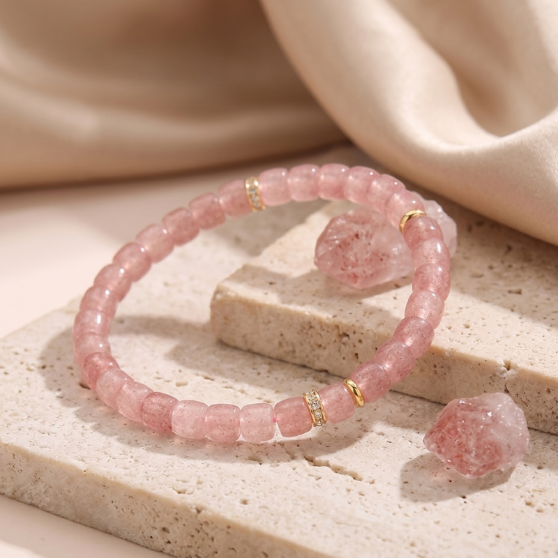 Charming Strawberry Quartz Bracelet