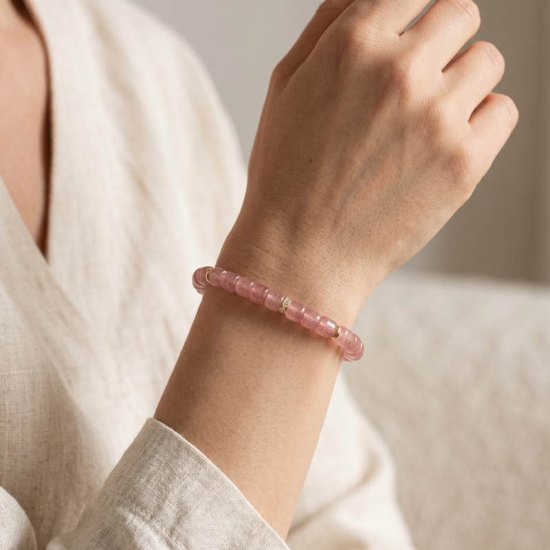 Charming Strawberry Quartz Bracelet