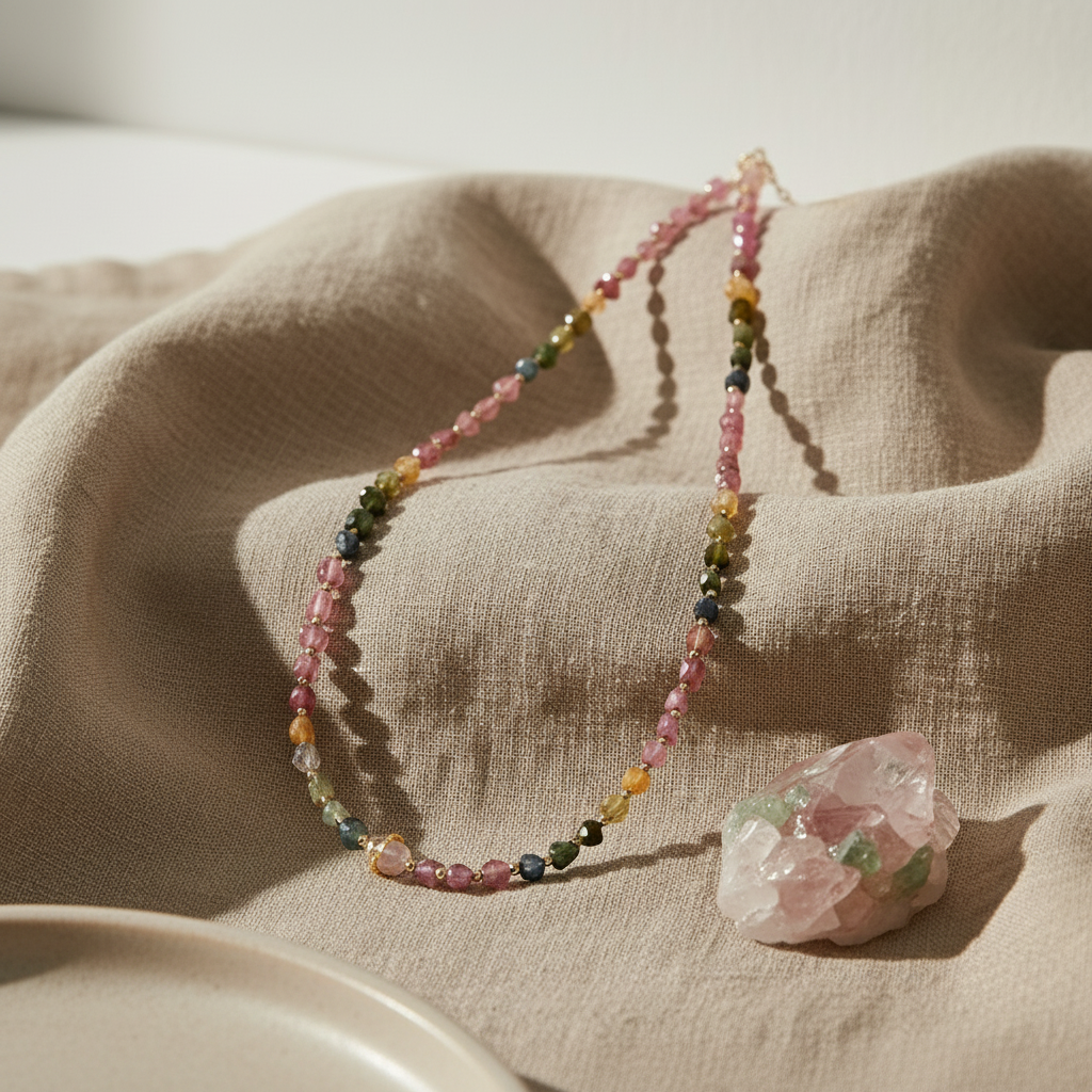 Harmonious Multi-color Tourmaline and Freshwater Pearl Necklace
